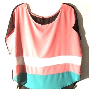 💕 3 for $55 | Pink and Teal Blouse Never Worn